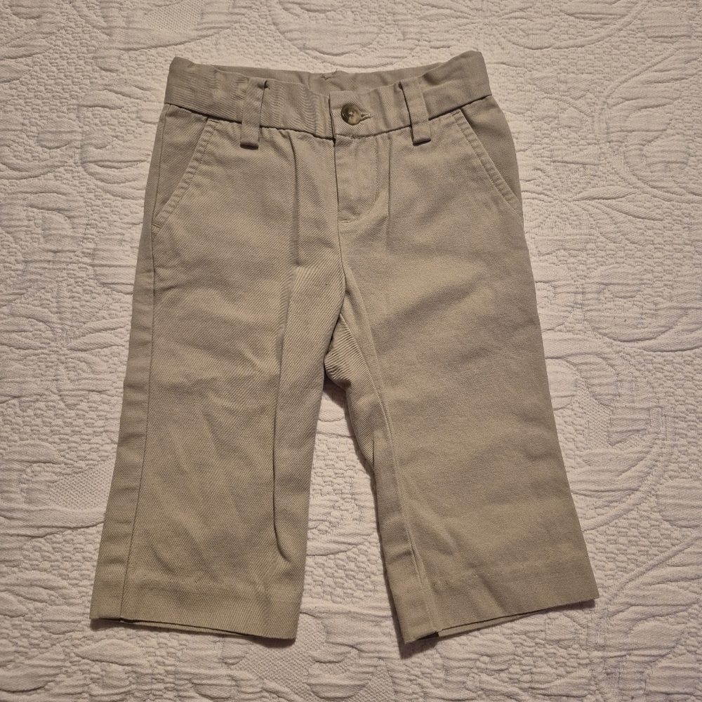 Janie and Jack boys 6-12 months tan khaki pants, adjustable waist VGUC